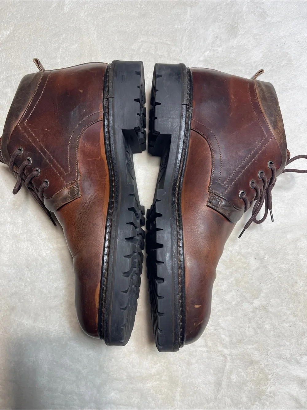 Men's Brown Leather Chukka Boots – Classic Lace-Up Workstyle Size 13 M